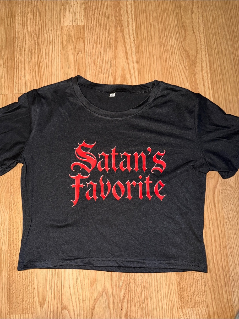 Black "Satan's Favorite" Graphic baby Crop Tee